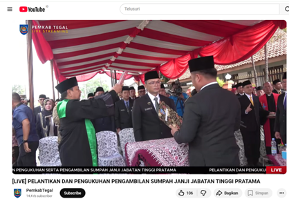 Pelantikan & Pengukuhan Pengambilan Sumpah Janji Jabatan Tinggi Pratama, Administrator, Pengawas
